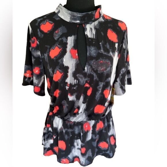 NEW with tags Rachel Rachel Roy peplum top, keyhole front and back, size M - Picture 1 of 9